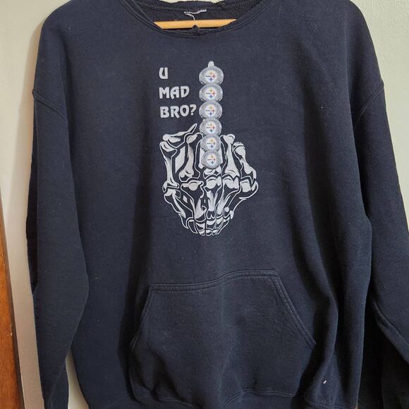 Pittsburgh Steelers Sweatshirt Black Distressed Graphic Print Pullover  Mens XL - Picture 1 of 5